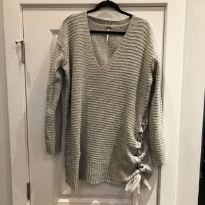 Free People V Neck Sweater with a side tie
